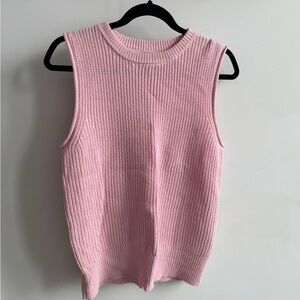 Black Pink Ribbed Knit Sleeveless Tank Top